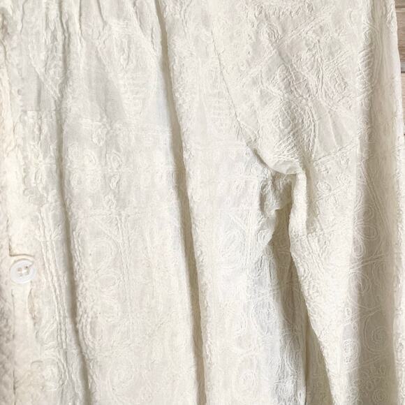 LoveShackFancy Embroidered Ivory Cream Playsuit Romper 2 M - Picture 7 of 10